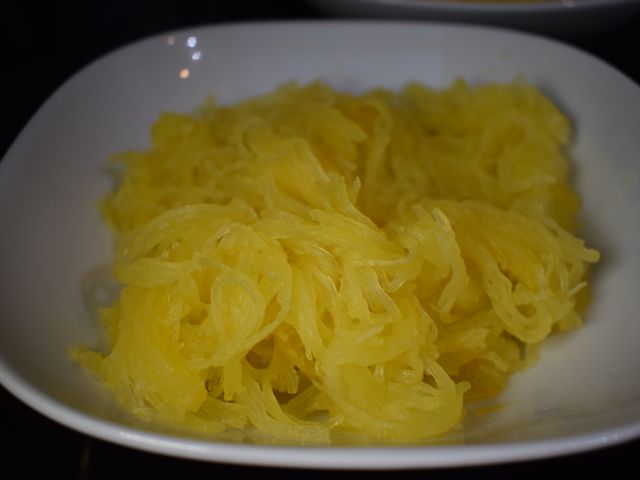 image of bowl of cooked spaghetti from the squash