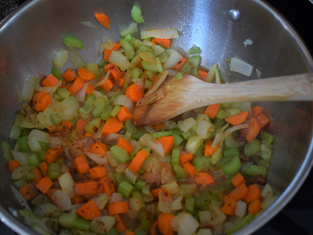 image of heating mirepoix